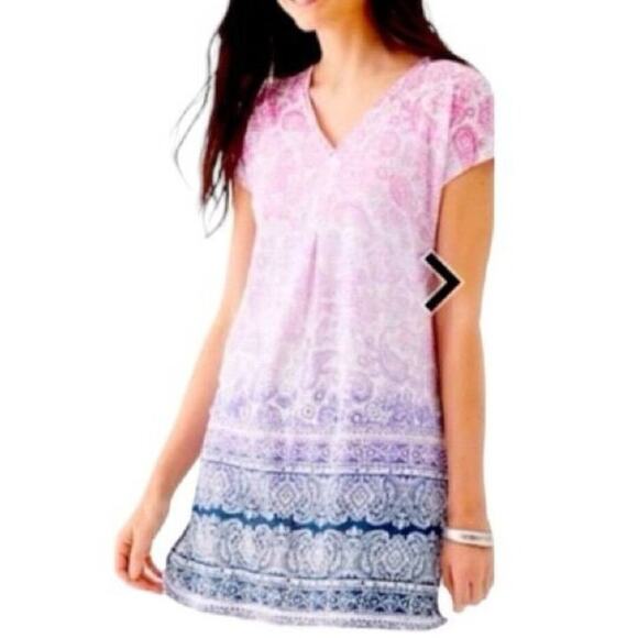 J. Jill Love Linen Women’s Short Sleeve Ombre’ Paisley Top, Pink, size S - Picture 1 of 11
